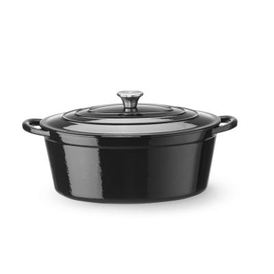 Litinový kastrol smaltovaný, HENDI, 6,88L, Černá, 405x255x(H)134mm | 626863